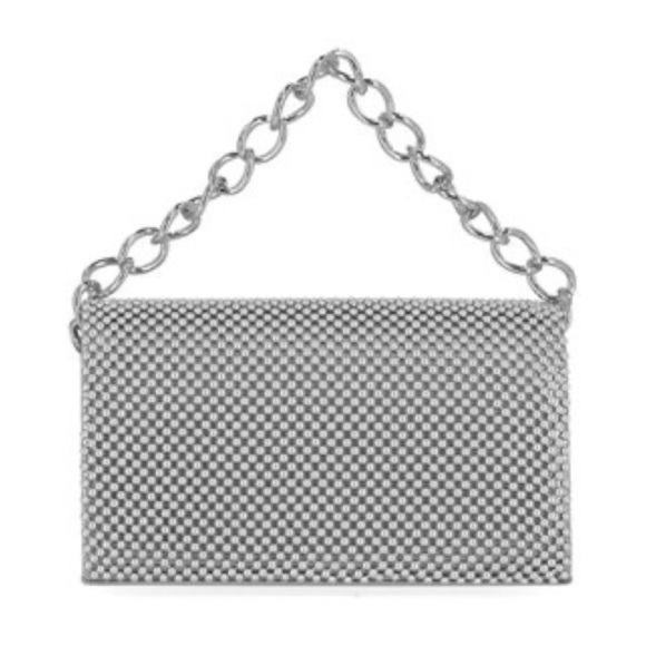 Jessica McClintock silver clutch with chunky chain and metal riveting. NWT - Picture 12 of 12